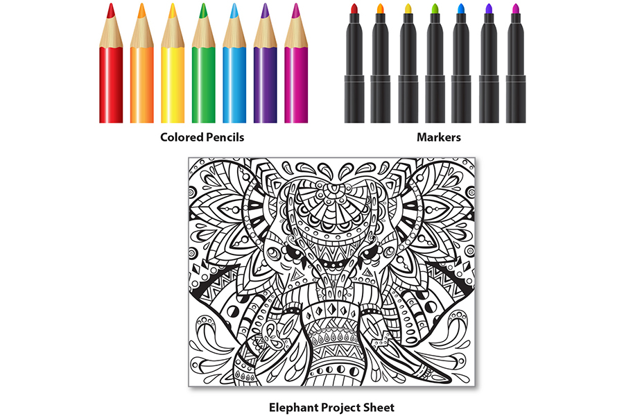 Elephant Coloring Book: Coloring Markers For Kids Ages 4-8, Glitter Pencils  For Adult Coloring Book, Coloring Pencils For Kids (Paperback)