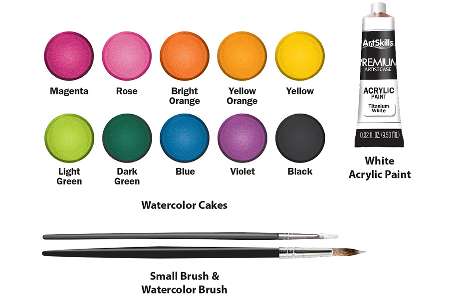 Watercolor materials needed to complete this activity.