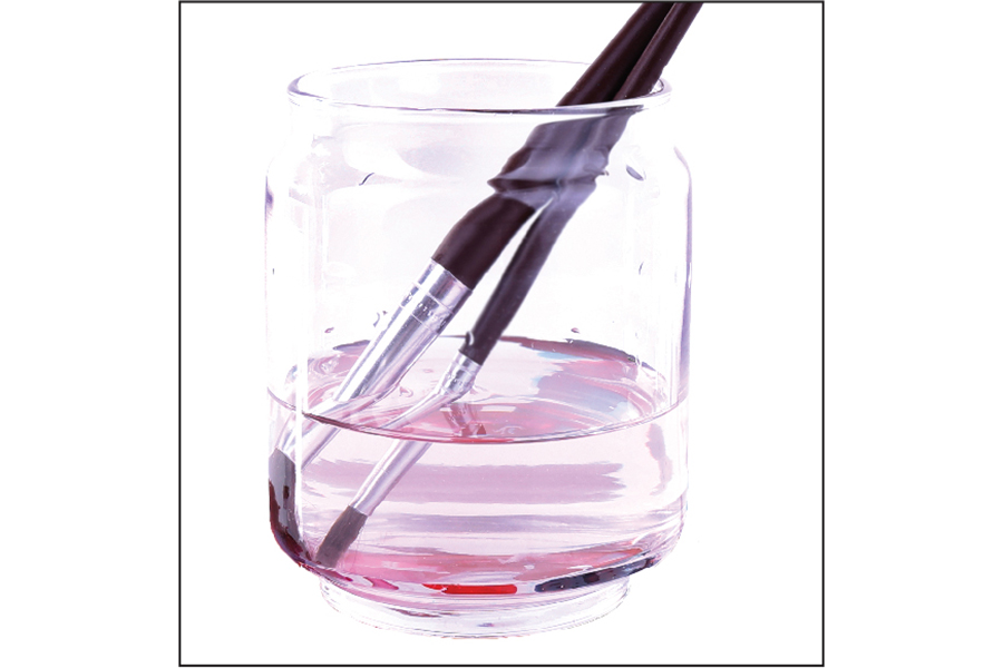 Prep a clean glass of water to clean your brushes off beforehand.