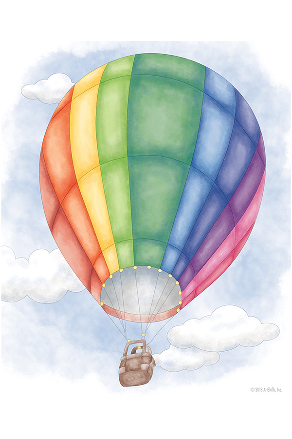 Apply more watercolor to the outsides of each hot air balloon section. 