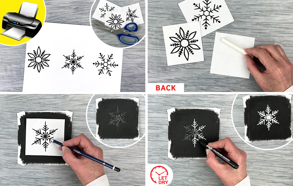 Reverse Canvas Glittery Snowflake