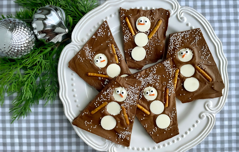 Snowman Chocolate Bark