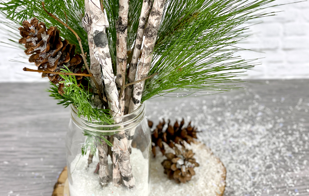 Faux Birch Winter Centerpiece