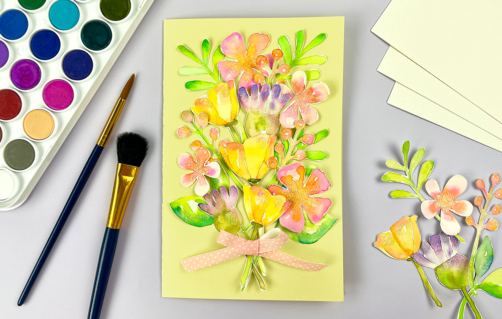 Painted Paper Flowers Card