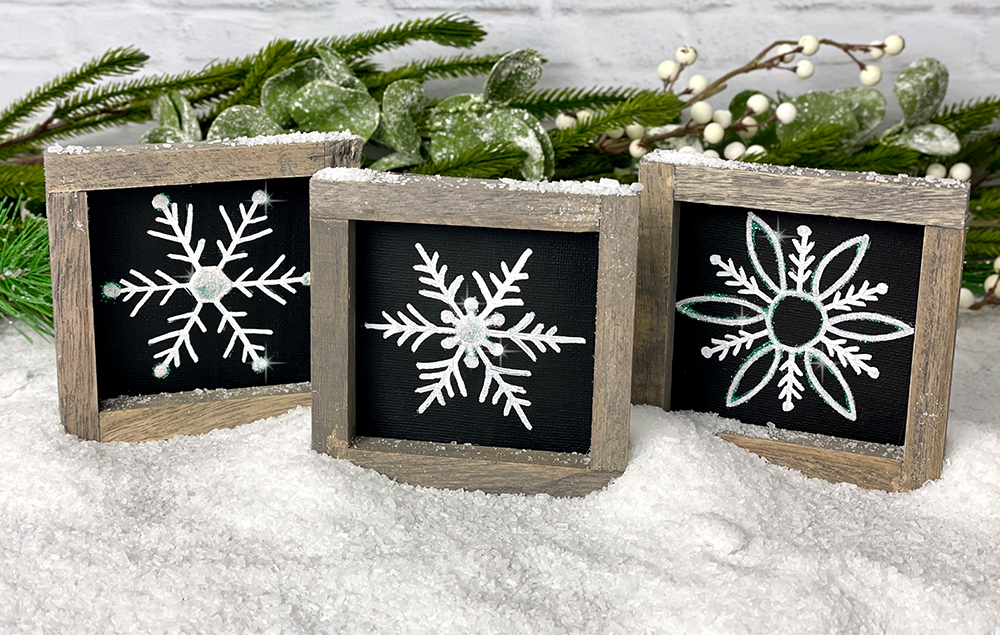 Reverse Canvas Glittery Snowflake