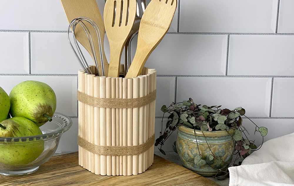 Wood Dowel Utensil Holder