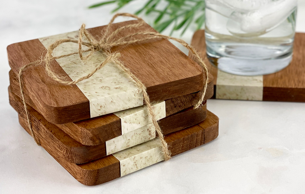 Wood and Faux Marble Coasters