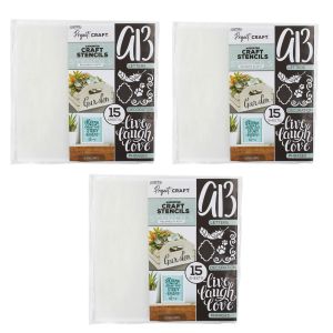 Cursive Letter Stencils with Numbers and Designs, 3-Pack
