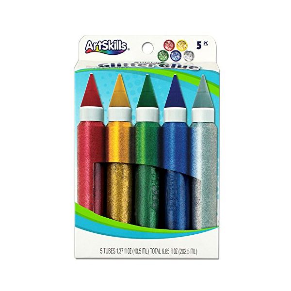 Glitter Glue Pens - Puffy Jumbo Size 5 Pack - Classic Colors