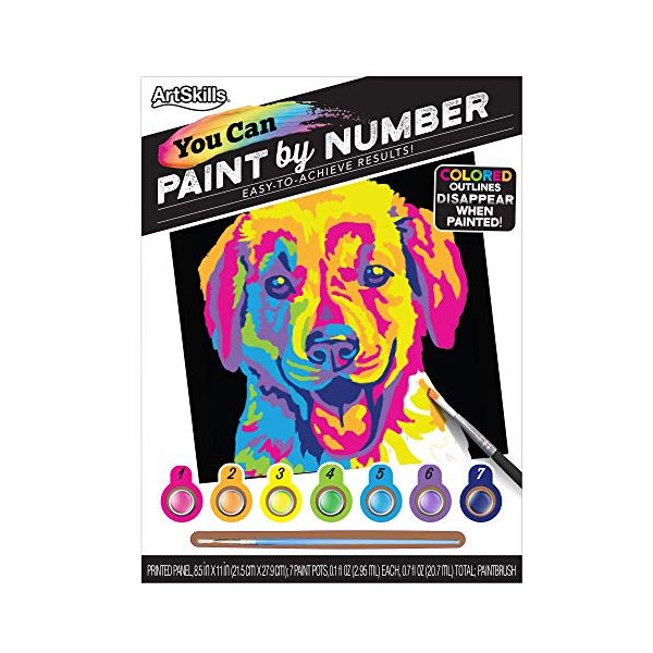 Neon Puppy Paint by Number Kit for Beginners