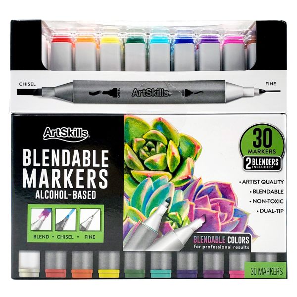 Dual-Tip Blendable Markers Set, 30-Count