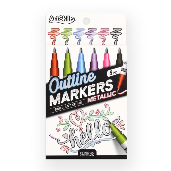 30 Color Double Lines Contour Colored Paint Marker Set Outline Metallic Markers  for Scrapbooking Bullet Diary Poster Gift Card