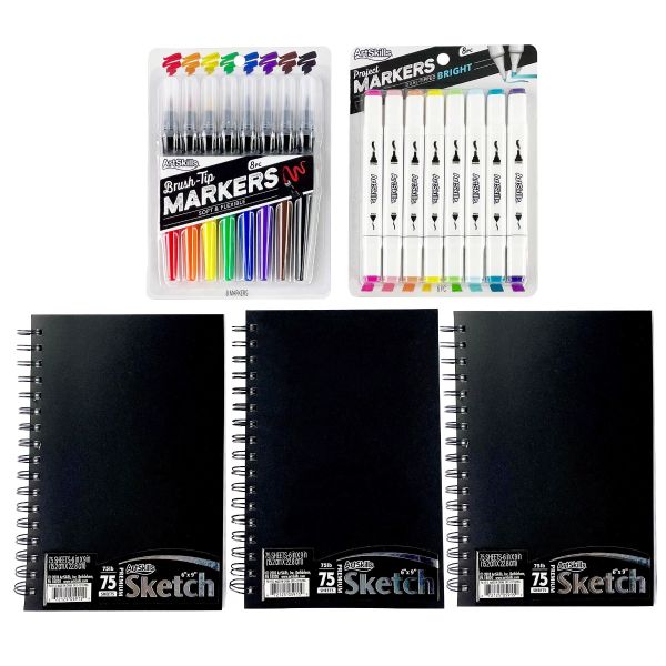 ArtSkills Markers and Sketchbook Complete Doodling Bundle