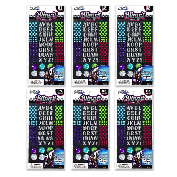 Rhinestone Gems and Letter Sticker Kit, 6-Pack