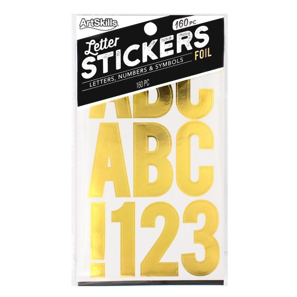 0.6903 x 0.5786 Alphabet Stickers - Number Stickers - Gold Foil