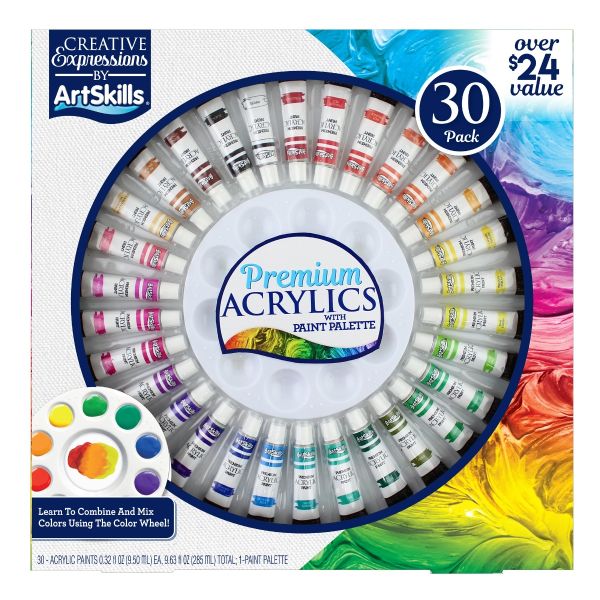 artskills acrylic paint brush set, acrylic paint brushes for canvas  painting, craft paint brushes with palette knife, 40 pc