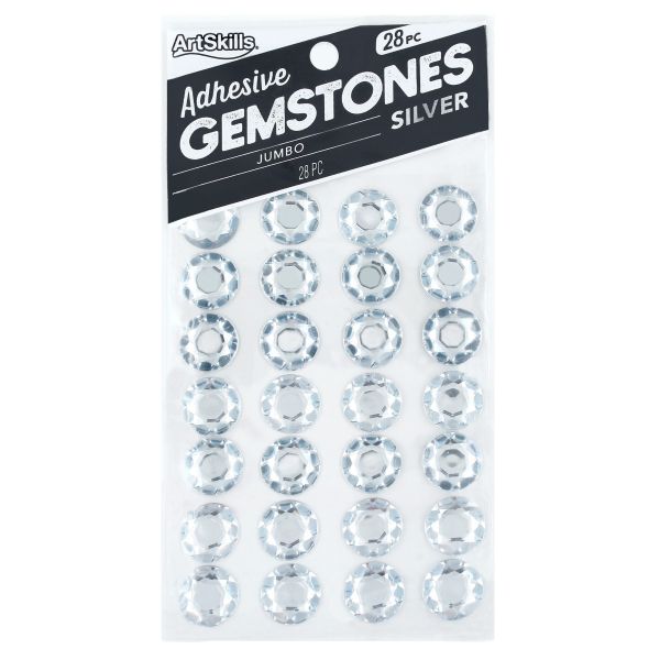 Self-Stick Jumbo Silver Adhesive Gemstones