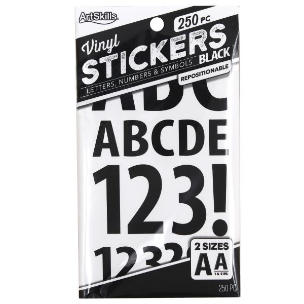 RHAWOM Black Sticker Letters 4 inch, Removable Number and Symbol Stickers,  Peel and Stick Paper Poster Capital Letter for Party and Crafts, 123 Sheets