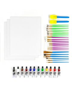 Painting Bundle with Canvas Panels, Paints and Brushes