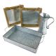 This bundle includes 2 wood framed galvanized metal signs, 1 galvanized metal pitchers, and 1 galvanized metal trays.