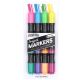 Dual-Ended Chisel Tip Markers, 8 Bright Colors